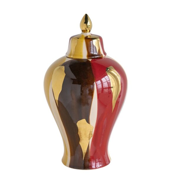 Artekko Ekko Πολύχρωμο Κεραμικό Διακοσμητικό Βάζο με Καπάκι (19.5x19.5x35)cm