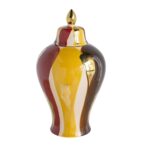 Artekko Ekko Πολύχρωμο Κεραμικό Διακοσμητικό Βάζο με Καπάκι (19.5x19.5x35)cm