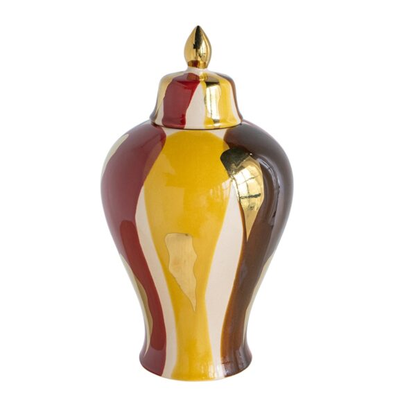 Artekko Ekko Πολύχρωμο Κεραμικό Διακοσμητικό Βάζο με Καπάκι (19.5x19.5x35)cm