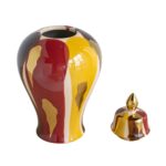 Artekko Ekko Πολύχρωμο Κεραμικό Διακοσμητικό Βάζο με Καπάκι (19.5x19.5x35)cm