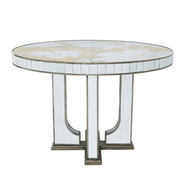 Artekko Galio Τραπέζι με Καθρέπτη MDF Γυαλί Χρυσό (120x120x80)cm