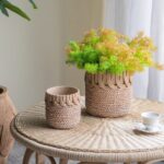 Artekko Cement Καφέ Τσιμεντένια Κασπώ (20x20x20)cm 2pcs