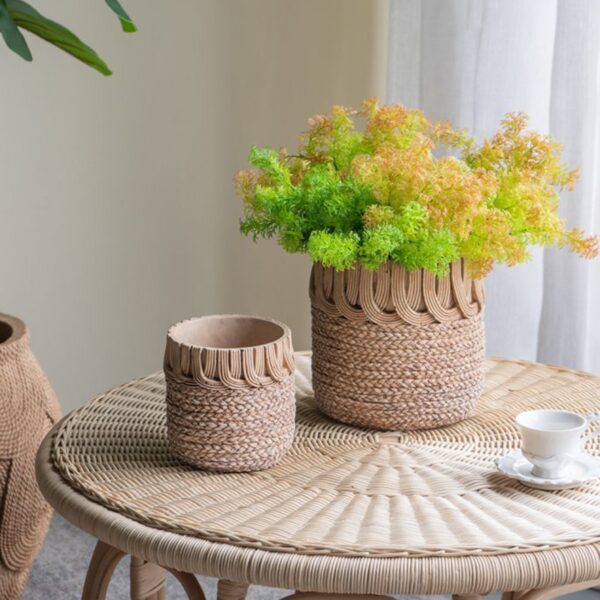 Artekko Cement Καφέ Τσιμεντένια Κασπώ (20x20x20)cm 2pcs