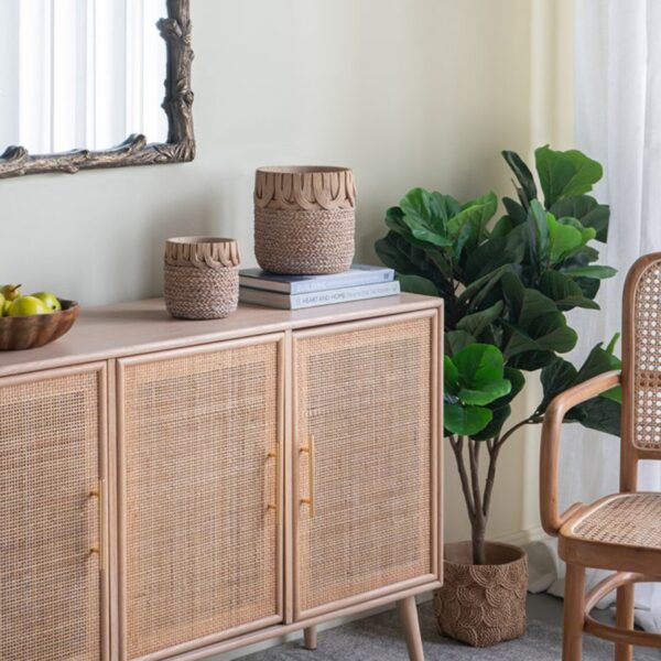 Artekko Cement Καφέ Τσιμεντένια Κασπώ (20x20x20)cm 2pcs