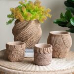 Artekko Cement Καφέ Τσιμεντένια Κασπώ (20x20x20)cm 2pcs