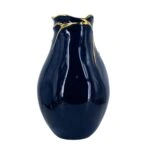 Artekko Glazed Μπλε Κεραμικό Βάζο με Χρυσές Λεπτομέρειες (20x20x34.5)cm