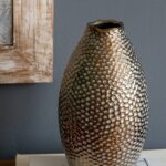 Artekko Lidded Μπρονζέ Κεραμικό Βάζο (13.5x13.5x28)cm