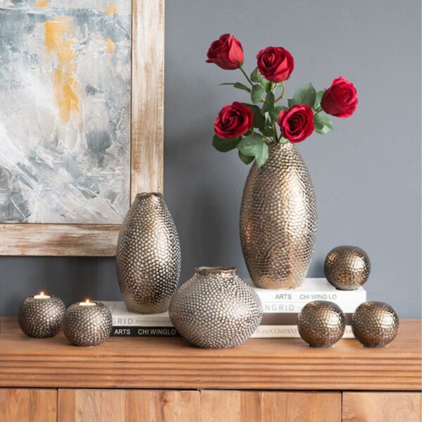 Artekko Lidded Μπρονζέ Κεραμικό Βάζο (13.5x13.5x28)cm