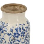Artekko Aging Λευκό Κεραμικό Βάζο με Μπλε Λουλούδια (16x16x38.7)cm