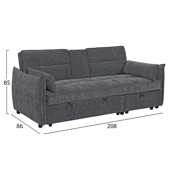 ΚΑΝΑΠΕΣ ΚΡΕΒΑΤΙ 2-ΘΕΣΙΟΣ VELAR HM3305.01 ΓΚΡΙ ΥΦΑΣΜΑ 208x86x85Υεκ.