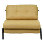 Πολυθρόνα-κρεβάτι Fancy ύφασμα σε κίτρινη απόχρωση με μαύρο πόδι 95x98x70εκ