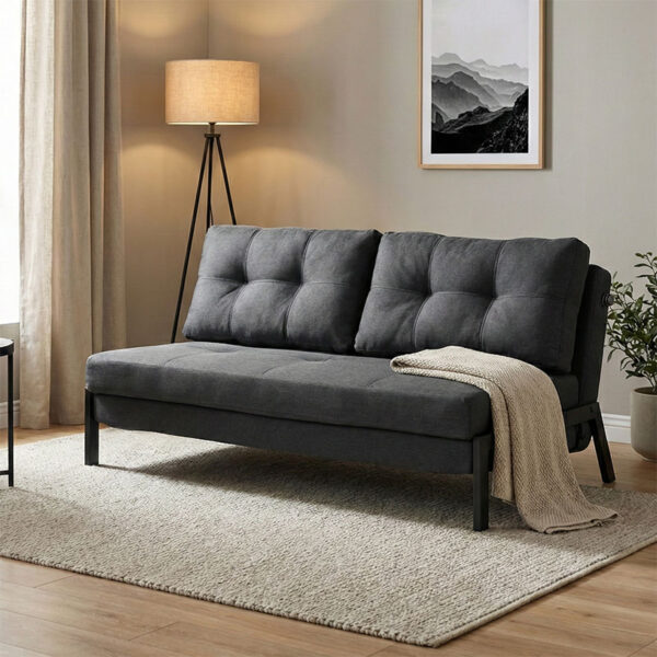 Καναπές 2θέσιος-κρεβάτι Fancy ύφασμα σε ανθρακί απόχρωση με μαύρο πόδι 150x92x77εκ