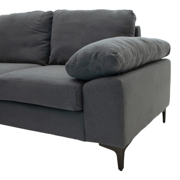 Γωνιακός καναπές Cohen  με δεξιά γωνία ύφασμα σε ανθρακί απόχρωση-πόδι μαύρο μέταλλο 240x159x83εκ