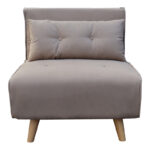 Πολυθρόνα-κρεβάτι Josuane I  μπεζ ύφασμα και ξύλινο πόδι σε φυσική απόχρωση 77x80x81εκ