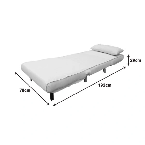 Πολυθρόνα-κρεβάτι Josuane  γκρι μπεζ βελούδο και ξύλινο πόδι σε μαύρη απόχρωση 78x80x81εκ