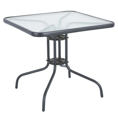 Τραπέζι Κήπου ArteLibre MARS Γκρι Μέταλλο/Γυαλί 80x80x70cm