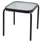 Τραπέζι Κήπου ArteLibre VEGA Μαύρο Μέταλλο/Γυαλί 40x40x43cm