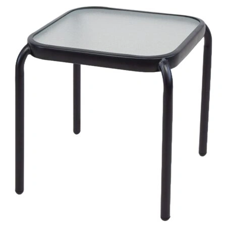 Τραπέζι Κήπου ArteLibre VEGA Μαύρο Μέταλλο/Γυαλί 40x40x43cm