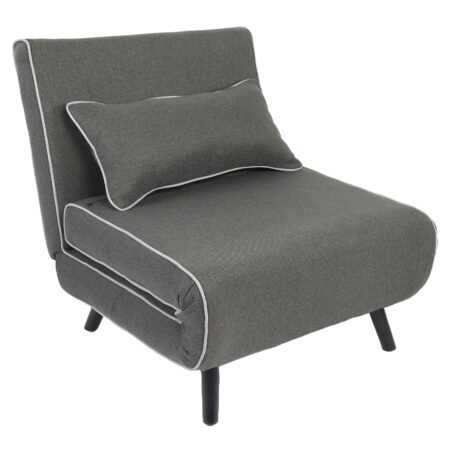 Κρεβάτι Ράντζο ArteLibre CALISTA Γκρι/Γκρι Ανοιχτό Ύφασμα/Ξύλο/Μέταλλο 78x200x28cm