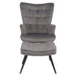 Πολυθρόνα Μπερζέρα Με Υποπόδιο ArteLibre LENNOX Γκρι Βελούδο/Ξύλο 96x68x73cm