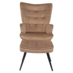 Πολυθρόνα Μπερζέρα Με Υποπόδιο ArteLibre LENNOX Καφέ Βελούδο/Ξύλο 96x68x73cm