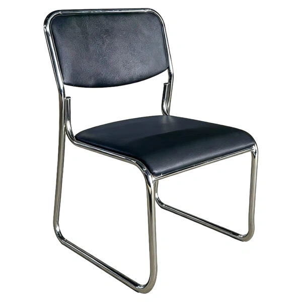 Καρέκλα Επισκέπτη ArteLibre LUCENTRA Μαύρο/Ασημί PU/Μέταλλο 51x49x79cm