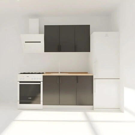 Κουζίνα Modest Σετ 4 Κουτιών Ανθρακί Άνω Κουτιά 120cm Κάτω 120cm