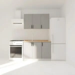 Κουζίνα Modest Σετ 4 Κουτιών Γκρι Άνω Κουτιά 120cm Κάτω 120cm