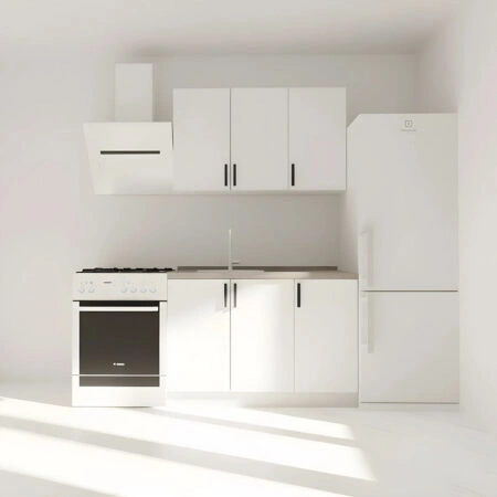 Κουζίνα Modest Σετ 4 Κουτιών Λευκή Άνω Κουτιά 120cm Κάτω 120cm