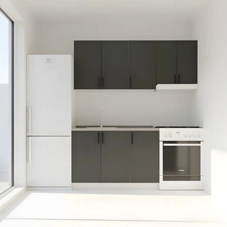 Κουζίνα Modest Σετ 5 Κουτιών Ανθρακί Άνω Κουτιά 170cm Κάτω 110cm