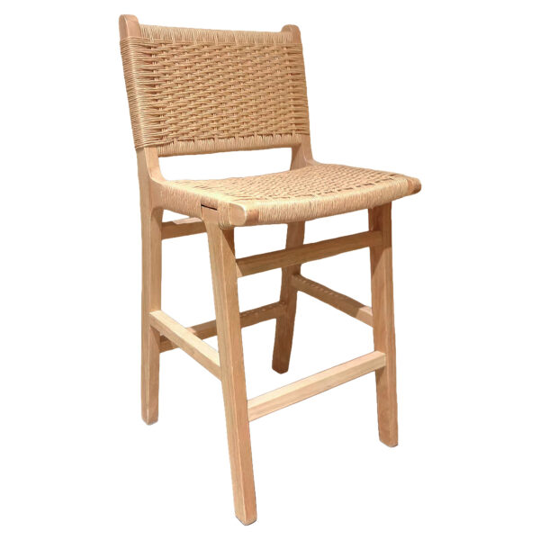 Καρέκλα Bar Επαγγελματική ArteLibre SERAPTA Φυσικό Ξύλο/Σχοινί 49x59x97cm