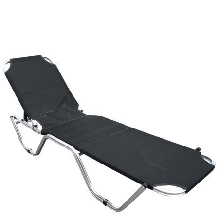 Ξαπλώστρα Παραλίας ArteLibre ADRENOX Μαύρο/Ασημί Αλουμίνιο/Textilene 195x60x30cm
