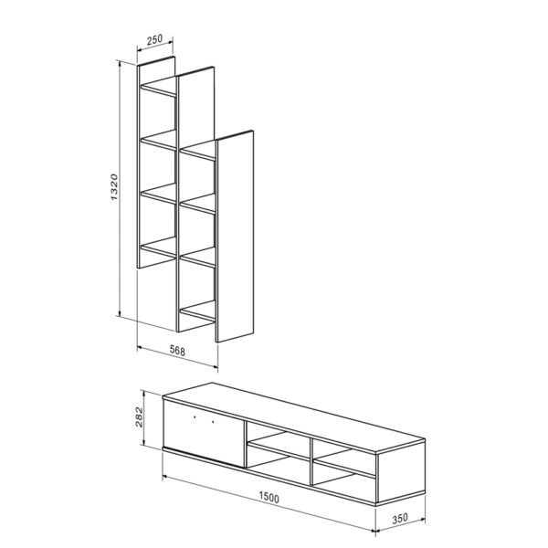 Σύνθετο σαλονιού Sarona  oak 150x35x160εκ