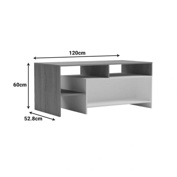 Τραπέζι σαλονιού Consa  sonoma - λευκό 120x60x52.8εκ