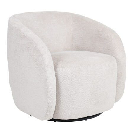 Πολυθρόνα Barrelo pakoworld περιστρεφόμενη με κρεμ ύφασμα 77x72x69εκ