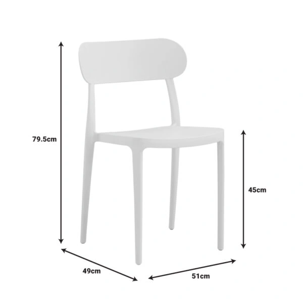 Καρέκλα Amvroan στοιβαζόμενη με UV protection λευκό pp 51x49x79.5εκ