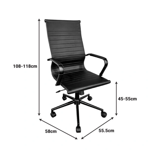 Καρέκλα γραφείου διευθυντή Valter  pu μαύρο 55.5x58x108εκ