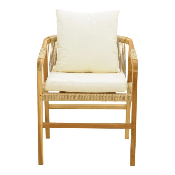 Πολυθρόνα Cuerda  σκελετός teak ξύλο με pe σχοινί σε φυσική απόχρωση 55x60x80εκ