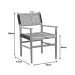 Πολυθρόνα Fermilo σκελετός teak ξύλο με pe σχοινί σε φυσική-μαύρη απόχρωση 55x67x86εκ