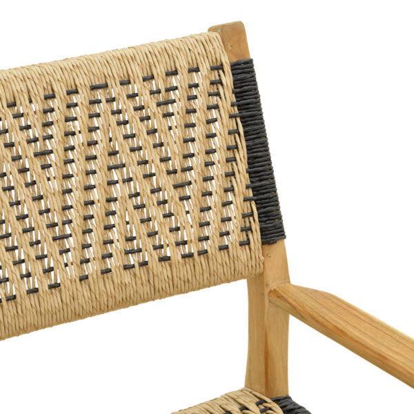 Πολυθρόνα Fermilo σκελετός teak ξύλο με pe σχοινί σε φυσική-μαύρη απόχρωση 55x67x86εκ