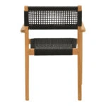 Πολυθρόνα Lengan  σκελετός teak ξύλο σε φυσική απόχρωση-μαύρο σχοινί 54x52x80εκ