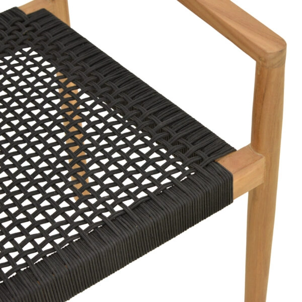 Πολυθρόνα Lengan  σκελετός teak ξύλο σε φυσική απόχρωση-μαύρο σχοινί 54x52x80εκ