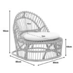 Πολυθρόνα Tromso  pe rattan σε φυσική απόχρωση με εκρού χρώμα μαξιλάρι 80x85x98εκ
