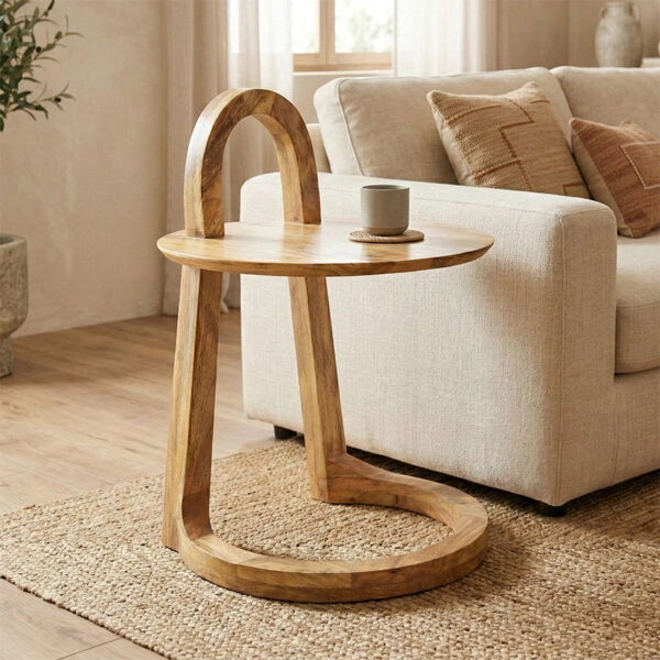 Βοηθητικό τραπέζι Kallos  μασίφ ξύλο μάνγκο σε φυσική απόχρωση 45x45x60εκ