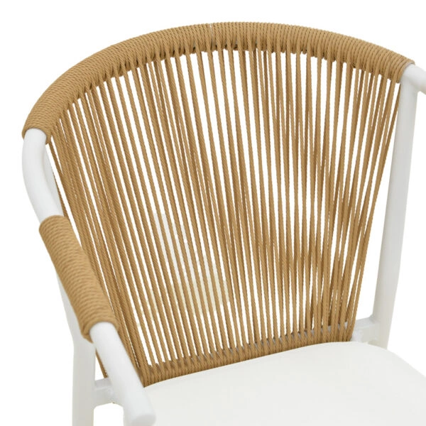 Πολυθρόνα στοιβαζόμενη Convince  αλουμίνιο λευκό σκελετό-textilene-pe rattan σε φυσική απόχρωση 56x63x82εκ