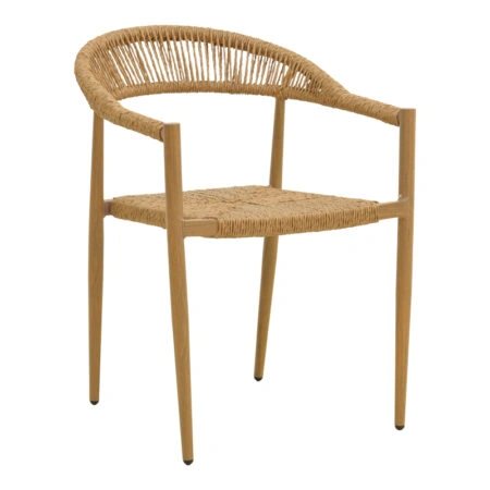 Πολυθρόνα Rayana  στοιβαζόμενη αλουμίνιο - pe rattan σε φυσική απόχρωση 56x61,5x77,5εκ