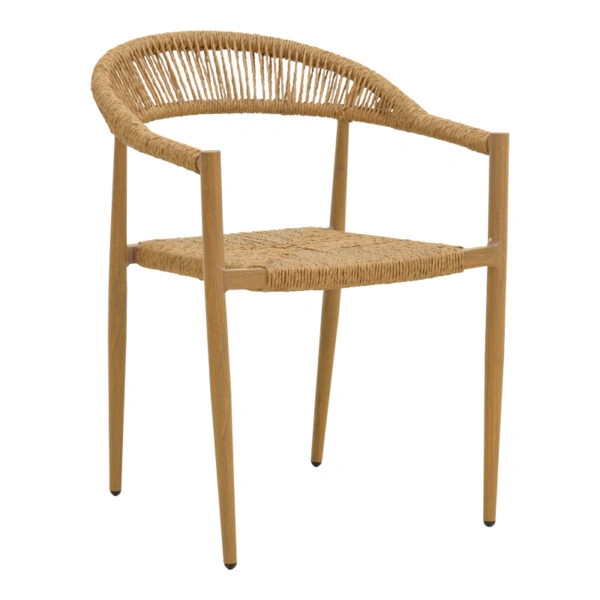 Πολυθρόνα Rayana  στοιβαζόμενη αλουμίνιο - pe rattan σε φυσική απόχρωση 56x61,5x77,5εκ