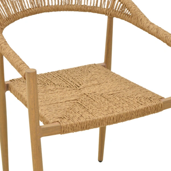 Πολυθρόνα Rayana  στοιβαζόμενη αλουμίνιο - pe rattan σε φυσική απόχρωση 56x61,5x77,5εκ