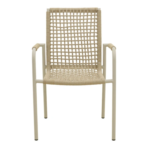 Πολυθρόνα Esence  στοιβαζόμενη αλουμίνιο cappuccino με pe σχοινί σε μπεζ απόχρωση 56x61,5x87,5εκ