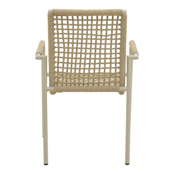 Πολυθρόνα Esence  στοιβαζόμενη αλουμίνιο cappuccino με pe σχοινί σε μπεζ απόχρωση 56x61,5x87,5εκ